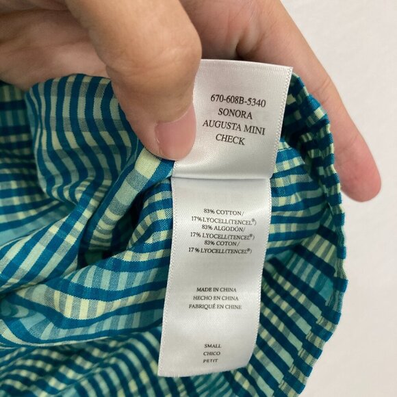 Rails Blue Green Augusta Mini Check Square Neck Top Small - Picture 9 of 11
